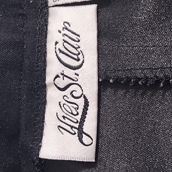 Yves St Clair Vintage Sueded Stretch Pleated Straight Leg Trouser Pants Black 10 - Picture 4 of 11